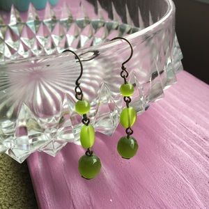 🛍 Bronze and Green Bead Earrings